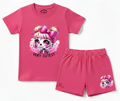 Girls Very Cutesy Shorts Set | Kids T shirt and shorts | Mini Minors Kin Trends | Kintrends