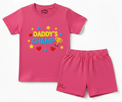 Premium Daddy Champ Shorts Set (Not Embroidered) | Kids T shirt and shorts | Mini Minors Kin Trends | Kintrends