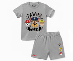 The Paw-fact Team Grey Summer Set| T & Shorts Set | Mini Minors Kintrends