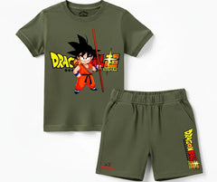 Earthy Goku Graphic Shorts Set| T & Shorts | Mini Minors Kintrends