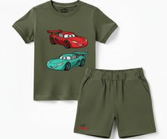 Lightning McQueen Summer shorts Set (Embroidery Style)| Kids T shirt and shorts| Mini Minors Kintrends