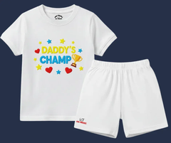 Premium Daddy Champ Shorts Set (Not Embroidered) | Kids T shirt and shorts | Mini Minors Kin Trends | Kintrends