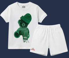 Greeny Bear Shorts Set (Not Embroidered) Kids T shirt and shorts | Mini Minors Kin Trends | Kintrends