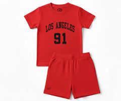 Los Angeles 91 Varsity Summer shorts Set| Kids T shirt and shorts| Mini Minors Kintrends