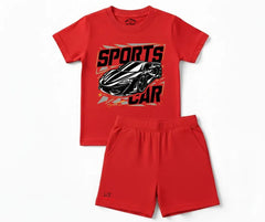 Sports Car Graphic Shorts Set| Kids T shirt and shorts| Mini Minors Kintrends