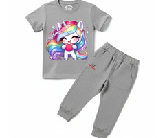 Girls Unicorn & Heart Graphic Summer Tracksuit | Mini Minors Kintrends