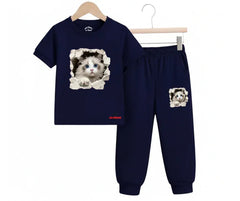 Cat Tracksuit | Summer Set | Kids T shirt trouser | Mini Minors Kin Trends | Kintrends
