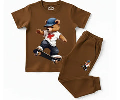 Ollie Bear Brown Summer Tracksuit | Mini Minors Kintrends