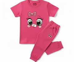 Cute Kitty Bow Summer Tracksuit | Mini Minors Kintrends