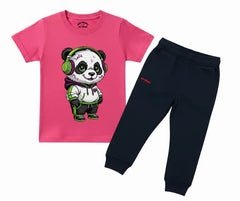 Urban Panda with Headphones Summer Tracksuit (Not Embroidered) | Mini Minors Kintrends