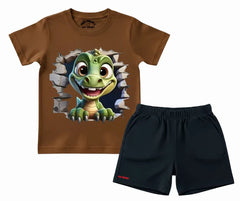 3D Dinosaur Graphic Tee and Shorts| Kids T shirt and shorts| Mini Minors Kintrends