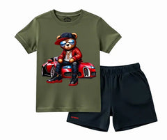 Red Racer Bear T Shirt and Shorts| Mini Minors Kintrends