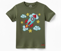 Rocket & Smiling Clouds Kids Short Sleeve Tee | Mini Minors Kintrends