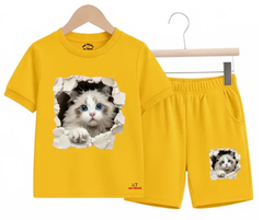 Cat Shorts Set | Kids T shirt and shorts | Mini Minors Kin Trends | Kintrends