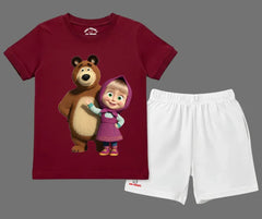 Masha and the Bear Shorts Set (Not Embroidered) | Mini Minors Kin Trends