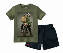 The Road King Biker Shorts Set| Kids T shirt and shorts| Mini Minors Kintrends