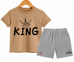 KING Crown Graphic Tee & Shorts Set| Kids T shirt and shorts| Mini Minors Kintrends
