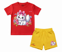 Bloom & Bow Kitty| Kids T shirt and shorts | Mini Minors Kintrends