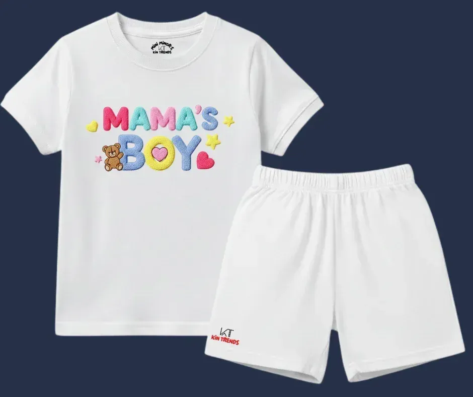 Premium Mama's Boy Shorts Set (Not Embroidered) - Kin Trends