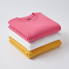 Pack Of 3 Pink, White, Yellow Plain Kids Casual Winter Fleece Sweatshirts Bundle