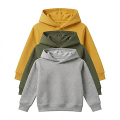 Pack Of 3 Kids Urban Streetwear Plain Winter Fleece Hoodies CC2