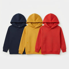 Pack Of 3 Kids Urban Streetwear Plain Winter Fleece Hoodies CC7