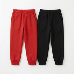 Pack Of 2 Red - Black Premium Kids Winter Fleece Trousers