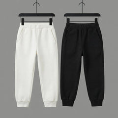 Pack Of 2 Black - White Premium Kids Winter Fleece Trousers