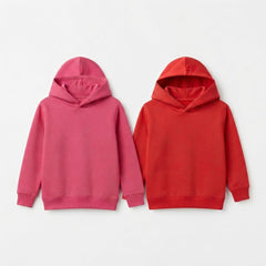 Pack Of 2 Hoodies Pink & Red Kids Ultimate Winter Fleece Pullover Hoodies