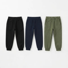 Pack Of 3 Black, Navy, Olive Green Kids Everyday Winter Fleece Joggers Bundle