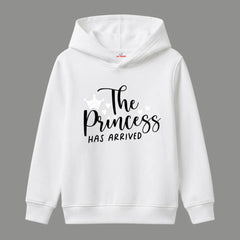 The Princess Has Arrived Cursive Typography Kids Winter Fleece Hoodie