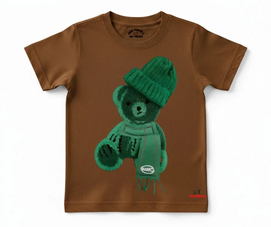 Greeny Bear Tee (Not Embroidered) Kids T shirt | Mini Minors Kin Trends | Kintrends
