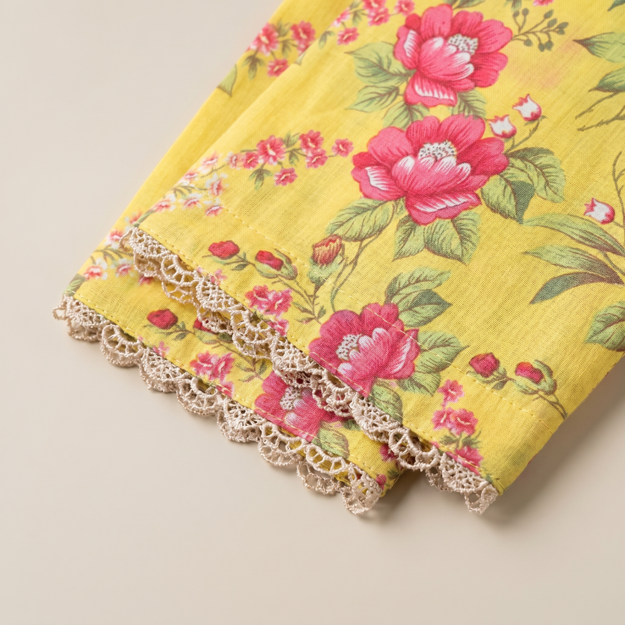 Yellow Flora – 2 Piece Premium Lawn Kurta Trouser for Girls