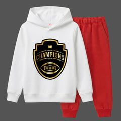 Champions Gold Crest Printed Kids Winter Fleece Tracksuit - 2 Pcs