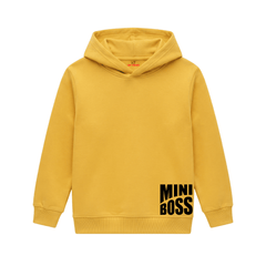 Mini Boss Corner Block Typography Slogan Kids Winter Fleece Hoodie