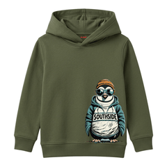 Southside Hip Hop Penguin Beanie Glasses Graphic Kids Winter Fleece Hoodie
