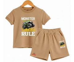 Monster Trucks Rule Shorts Set | Kids T shirt and shorts | Mini Minors Kin Trends | Kintrends