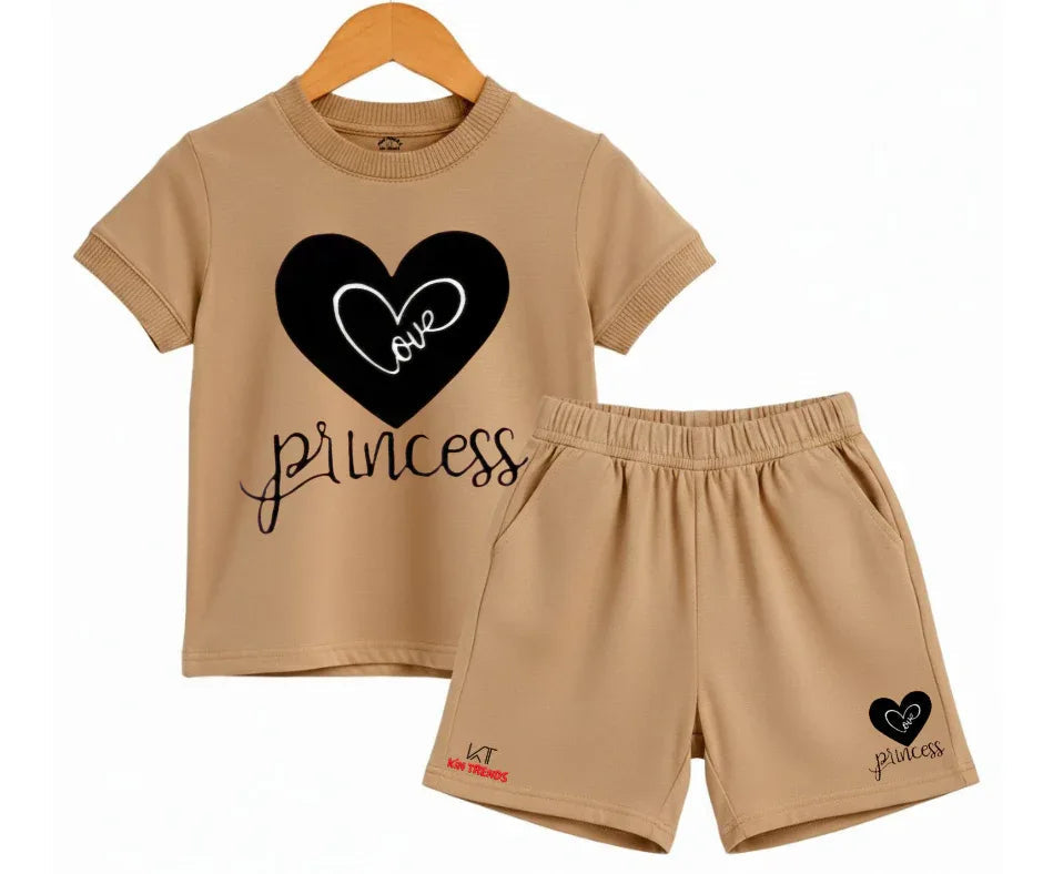 The Little Princess Heart Shorts Set| T shirt and shorts| Mini Minors Kintrends