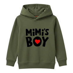 Mimi's Boy Heart Detail Bold Typography Kids Winter Fleece Hoodie