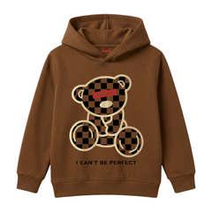 Sorry I Can't Be Perfect Checkerboard Teddy Bear Kids Winter Fleece Hoodie