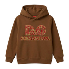 D&G Luxury Baroque Gold Pattern Kids Winter Fleece Hoodie