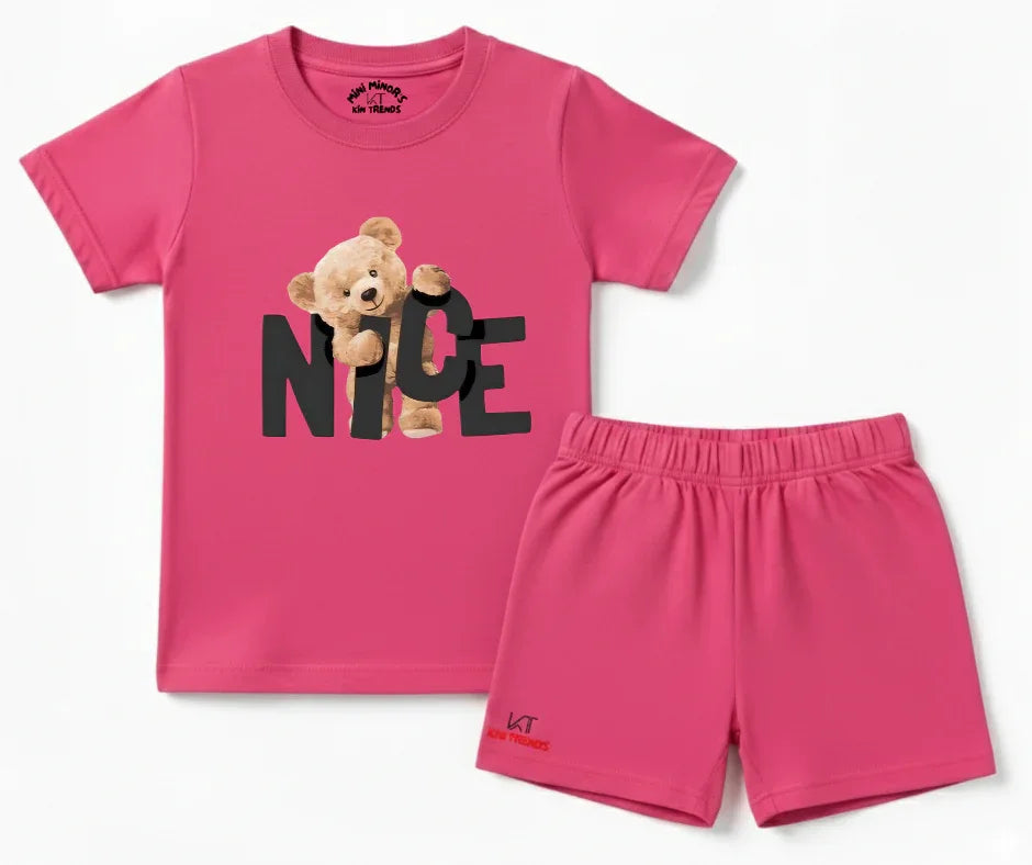 Nice Bear Shorts Set | Kids T shirt and shorts | Mini Minors Kin Trends | Kintrends