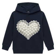 Luxury Pearl Cluster Diamond Border Heart Kids Winter Fleece Hoodie