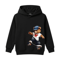 Urban Skater Teddy Bear Action Graphic Kids Winter Fleece Hoodie