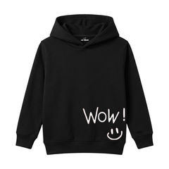 Wow Cute Handwritten Smiley Face Typography Kids Winter Fleece Hoodie