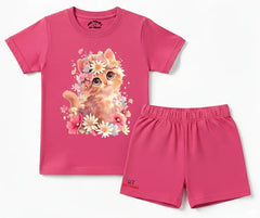 Beauty Cat Shorts Set | Kids T shirt and shorts | Mini Minors Kin Trends | Kintrends