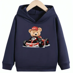 Racer Bear Fleece Hoodie - Kin Trends