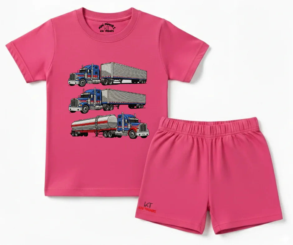 New Trucks Shorts Set (Not Embroidered) Kids T shirt and Shorts set | Mini Minors Kin Trends | Kintrends