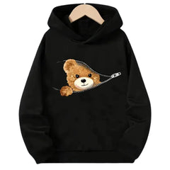 Shy Bear Fleece Hoodie Warm Fleece Hoodies For Kids - Kin Trends