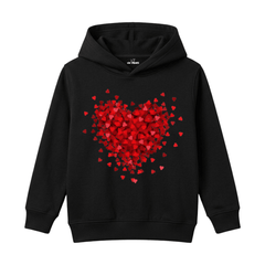Exploding Love Hearts Mosaic Pattern Graphic Kids Winter Fleece Hoodie